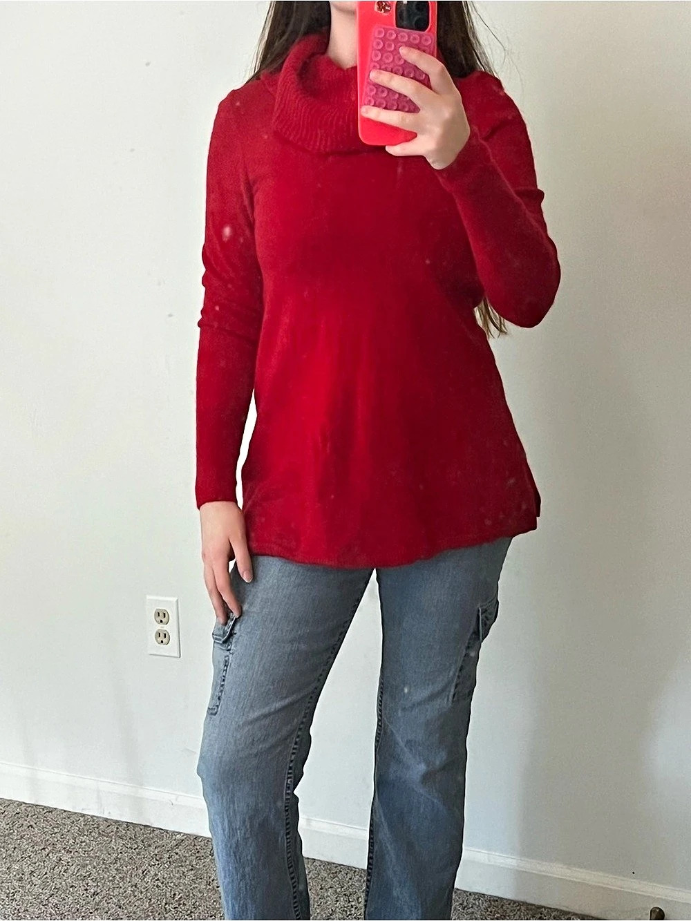 Talbots Pure Cashmere Cowl Neck Sweater Red Small